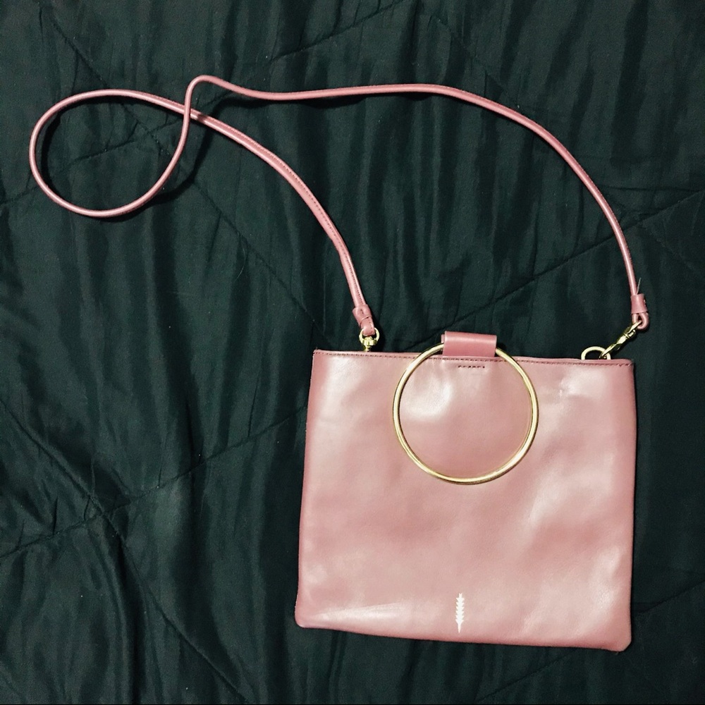 Thacker Crossbody Clutch Rose Suede handbag